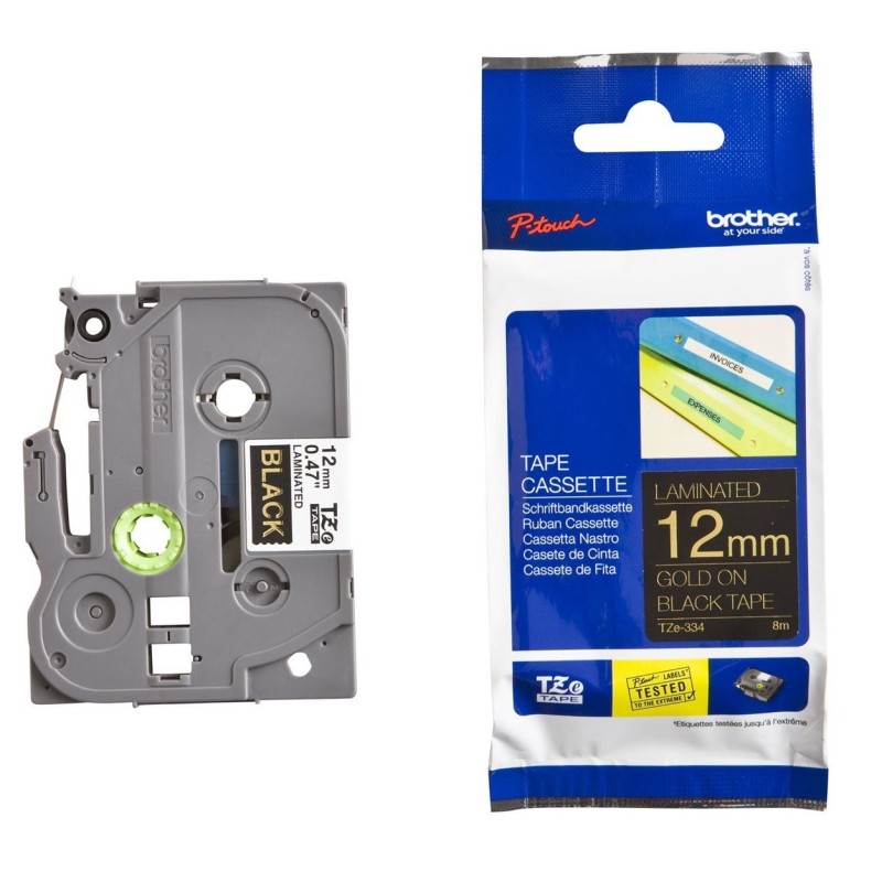 Brother TZE-334 fekete alapon arany eredeti feliratozó szalag