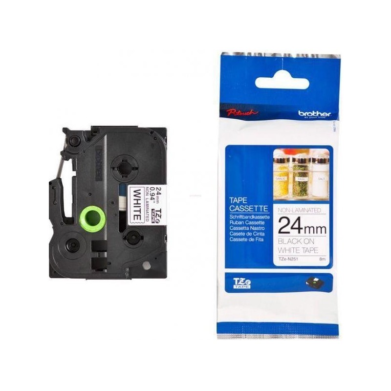 Brother TZE-N251 fehér alapon fekete eredeti feliratozó szalag