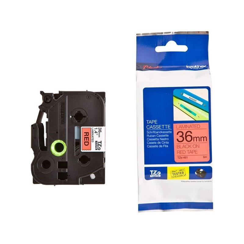 Brother TZE-461 piros alapon fekete eredeti feliratozó szalag