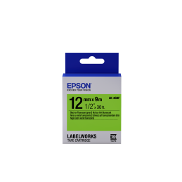 Epson LK-4GBF fluoreszkáló zöld alapon fekete eredeti címkeszalag