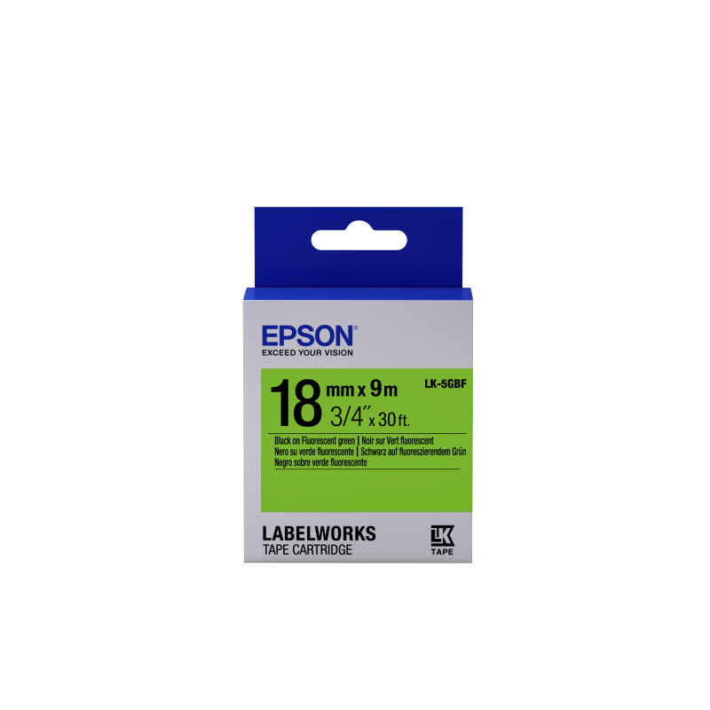 Epson LK-5GBF fluoreszkáló zöld alapon fekete eredeti címkeszalag