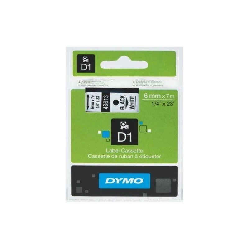 Dymo D1 43613 fehér alapon fekete eredeti feliratozó szalag (S0720780)