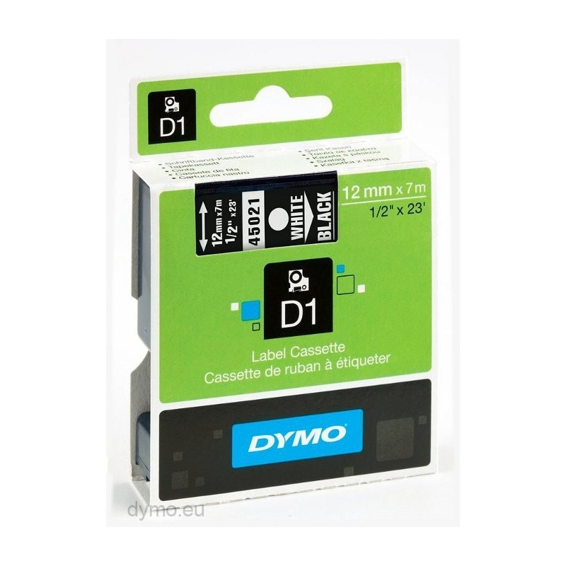 Dymo D1 45013 fekete alapon fehér eredeti feliratozó szalag (S0720610)
