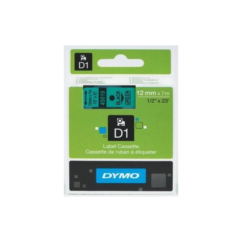 Dymo 45019 zöld alapon fekete eredeti feliratozó szalag (S0720590)