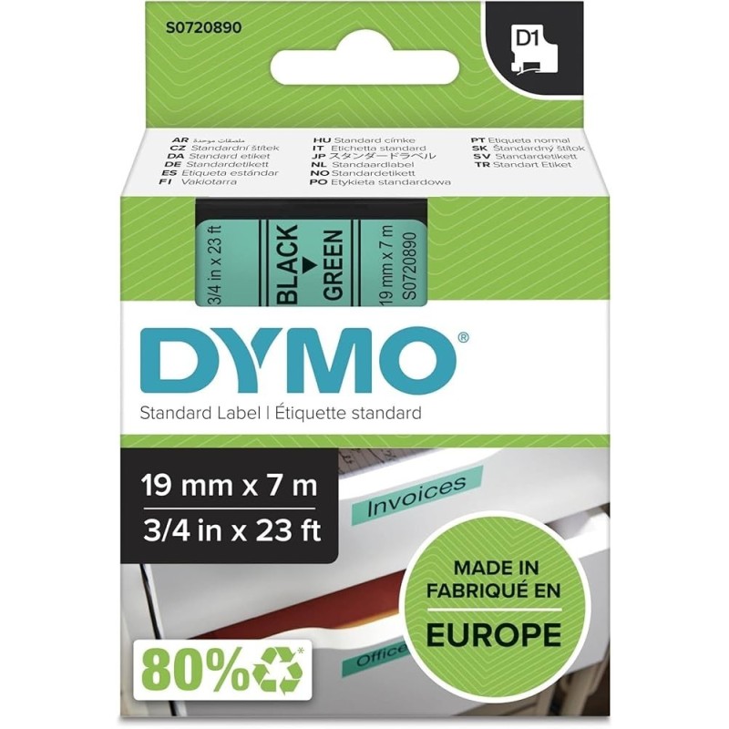 Dymo 45809 zöld alapon fekete eredeti feliratozó szalag (S0720890)