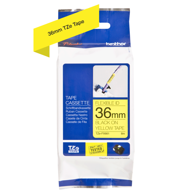Brother TZE-FX661 sárga alapon fekete eredeti feliratozó szalag