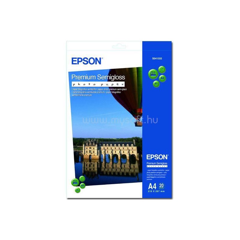 Epson S041332 prémium félfényes eredeti fotópapír (A4, 20 lap, 251g)