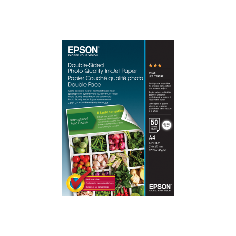 Epson S400059 kétoldalas eredeti fotópapír (A4, 50 lap, 120g)