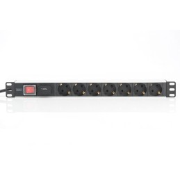 Digitus Aluminum outlet strip with switch 7 safety outlets 2m supply with surge protection