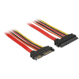 DeLock SATA 6 Gb/s 22 pin plug  SATA 22 pin receptacle (3.3 V + 5 V + 12 V) Extension cable 10cm