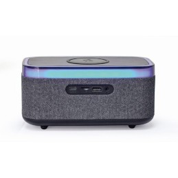 Gembird DAC-SPKBT-QC15-BK Digital alarm clock with speaker wireless charging function Black/Grey