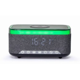Gembird DAC-SPKBT-QC15-BK Digital alarm clock with speaker wireless charging function Black/Grey