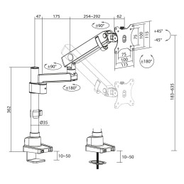 ACT AC8327 Single monitor arm office solid pro with mechanical spring