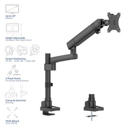 ACT AC8327 Single monitor arm office solid pro with mechanical spring