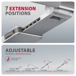 AXAGON STND-LR Alumínium állvány 360°-os forgatással 17,3" laptopokhoz Állítható magasság és szög