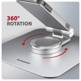 AXAGON STND-LR Alumínium állvány 360°-os forgatással 17,3" laptopokhoz Állítható magasság és szög