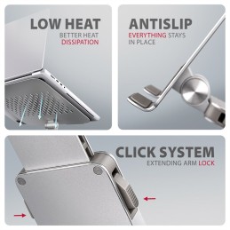 AXAGON STND-LR Alumínium állvány 360°-os forgatással 17,3" laptopokhoz Állítható magasság és szög