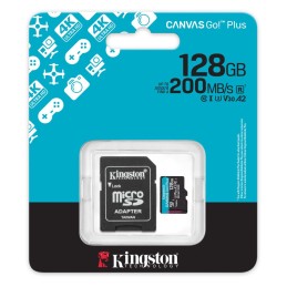 Kingston 128GB microSDXC Canvas Go Plus Gen4 Class 10 UHS-I U3 + adaper