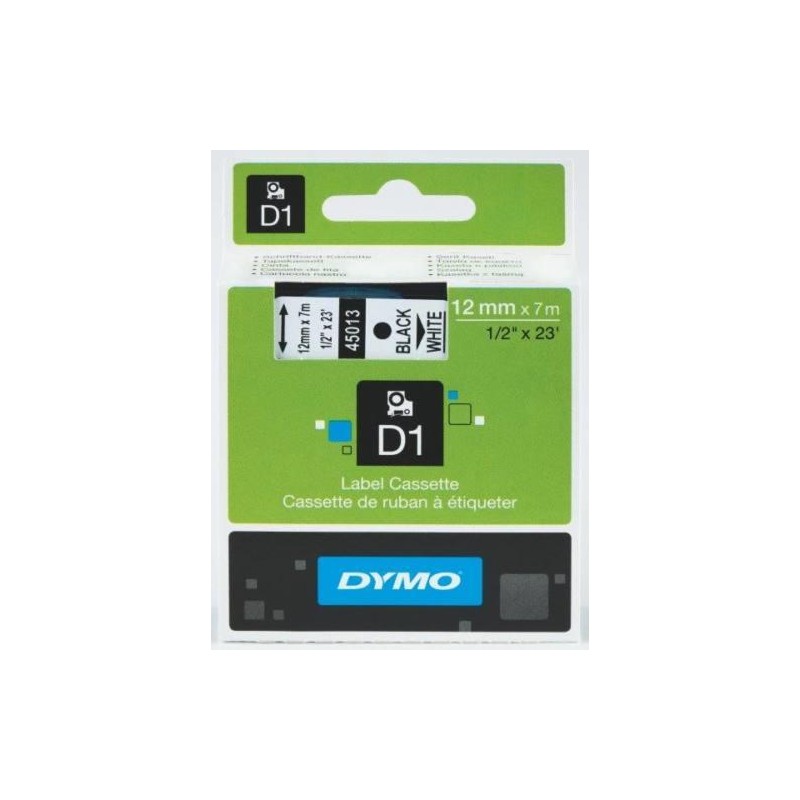 Dymo D1 45013 fehér alapon fekete eredeti feliratozó szalag (S0720530)