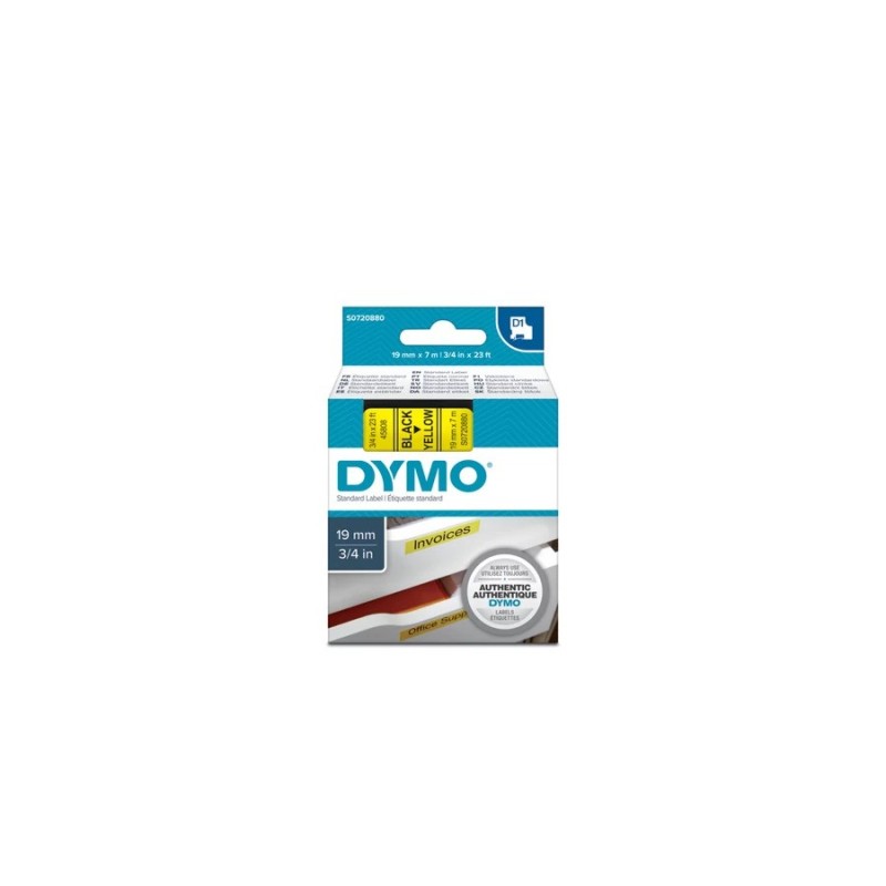 Dymo D1 45808 sárga alapon fekete eredeti feliratozó szalag (S0720880)