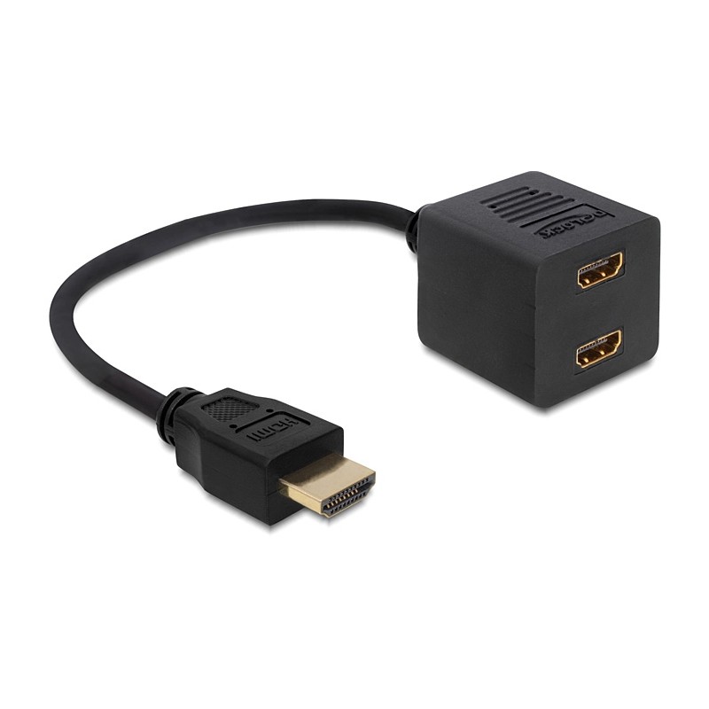 DeLock Adapter HDMI High Speed with Ethernet 1x male  2x female