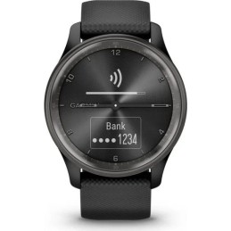 Garmin Vivomove Trend Slate Stainless Steel Bezel with Black Case and Silicone Band