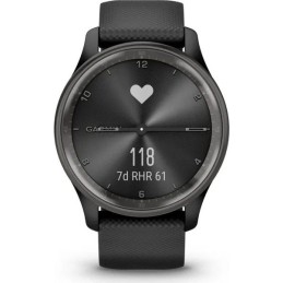 Garmin Vivomove Trend Slate Stainless Steel Bezel with Black Case and Silicone Band