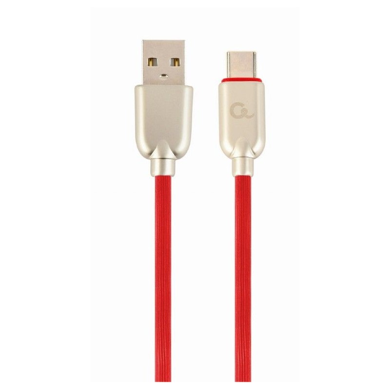 Gembird CC-USB2R-AMCM-2M-R Premium rubber Type-C USB charging and data cable 2 m Red