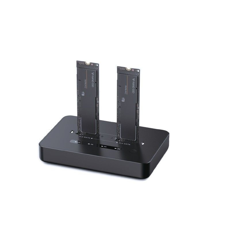 Gembird DD2-U3M2 Desktop dual drive USB Type-C M.2 NVME (and SATA) SSD docking station Black