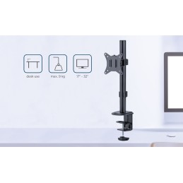 Gembird MA-D1-02 Desk mounted single monitor arm 17”-32” Black