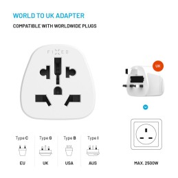 FIXED UK adapter, fehér