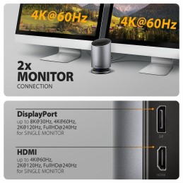 AXAGON HMC-WL9 9in1 hub USB-C 10 Gbps Wireless Charging  Grey