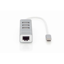 Digitus DA-70253 USB Type-C 3-Port Hub + Fast Ethernet LAN Adapter