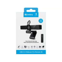 Sandberg USB-C/A Pro Remote 4K Webkamera Black