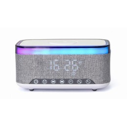 Gembird DAC-SPKBT-QC15-GR Digital alarm clock with speaker wireless charging function White/Light Grey
