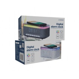 Gembird DAC-SPKBT-QC15-GR Digital alarm clock with speaker wireless charging function White/Light Grey