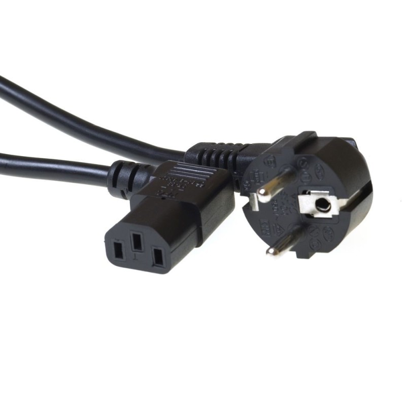 ACT Powercord mains connector Schuko CEE 7/7 male (angled) - C13 (angled) IEC 60320 2m Black