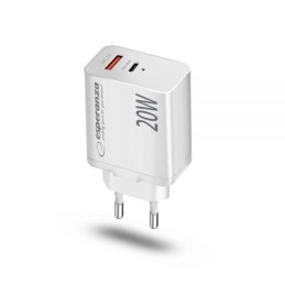 Esperanza Quich Power Charger 20W USB-C PD 20W / USB-A QC 3.0 18W White