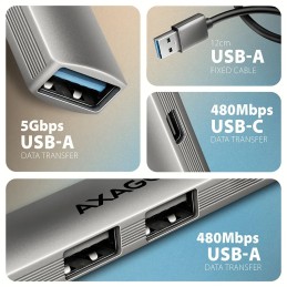AXAGON HUE-STA ALU STRIP USB-A 4 port hub