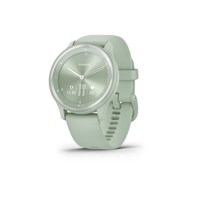 Garmin Vivomove Sport Cool Mint Case and Silicone Band with Silver Accents