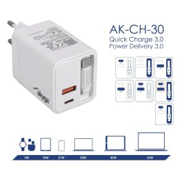 Akyga AK-CH-30 65W Wall Charger White