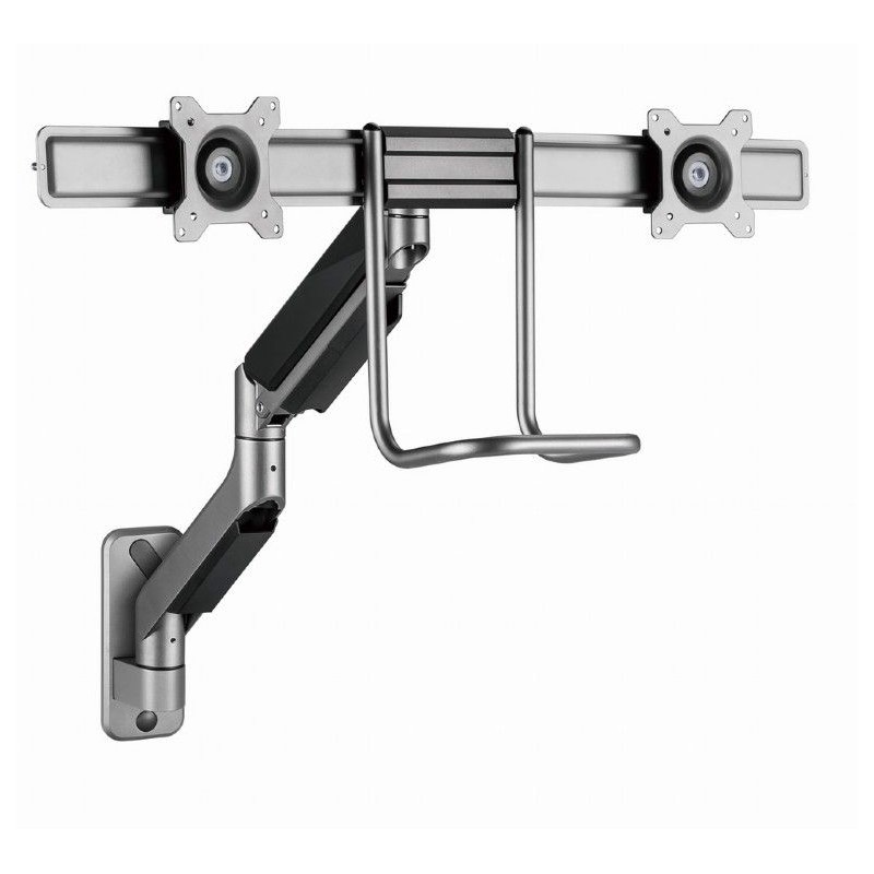 Gembird MA-WA2-02 Adjustable wall 2-display mounting arm, 17”-32” Black