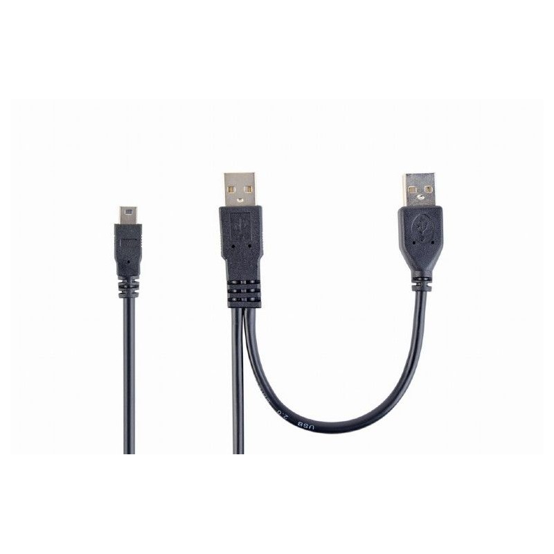 Gembird CCP-USB22-AM5P-3 Dual USB A to Mini-USB cable 0,9m Black