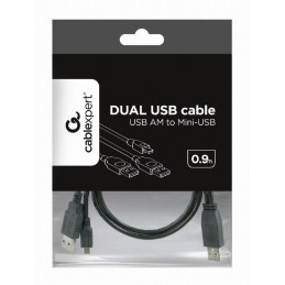 Gembird CCP-USB22-AM5P-3 Dual USB A to Mini-USB cable 0,9m Black