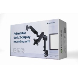 Gembird MA-DA2P-01 Adjustable Desk 2-Display Mounting Arm 17”-32” Black