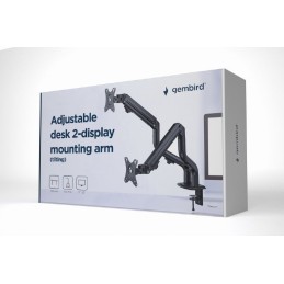 Gembird MA-DA2-02 Adjustable Tilting Desk 2-Display Mounting Arm 17”-32” Black