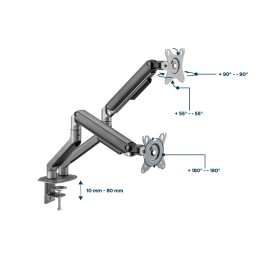 Gembird MA-DA2-05 Desk mounted adjustable double monitor arm 17"-32" Space Grey