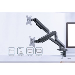 Gembird MA-DA2-05 Desk mounted adjustable double monitor arm 17"-32" Space Grey