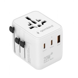 Gembird Universal travel power adapter 20W White