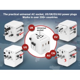 Gembird Universal travel power adapter 20W White